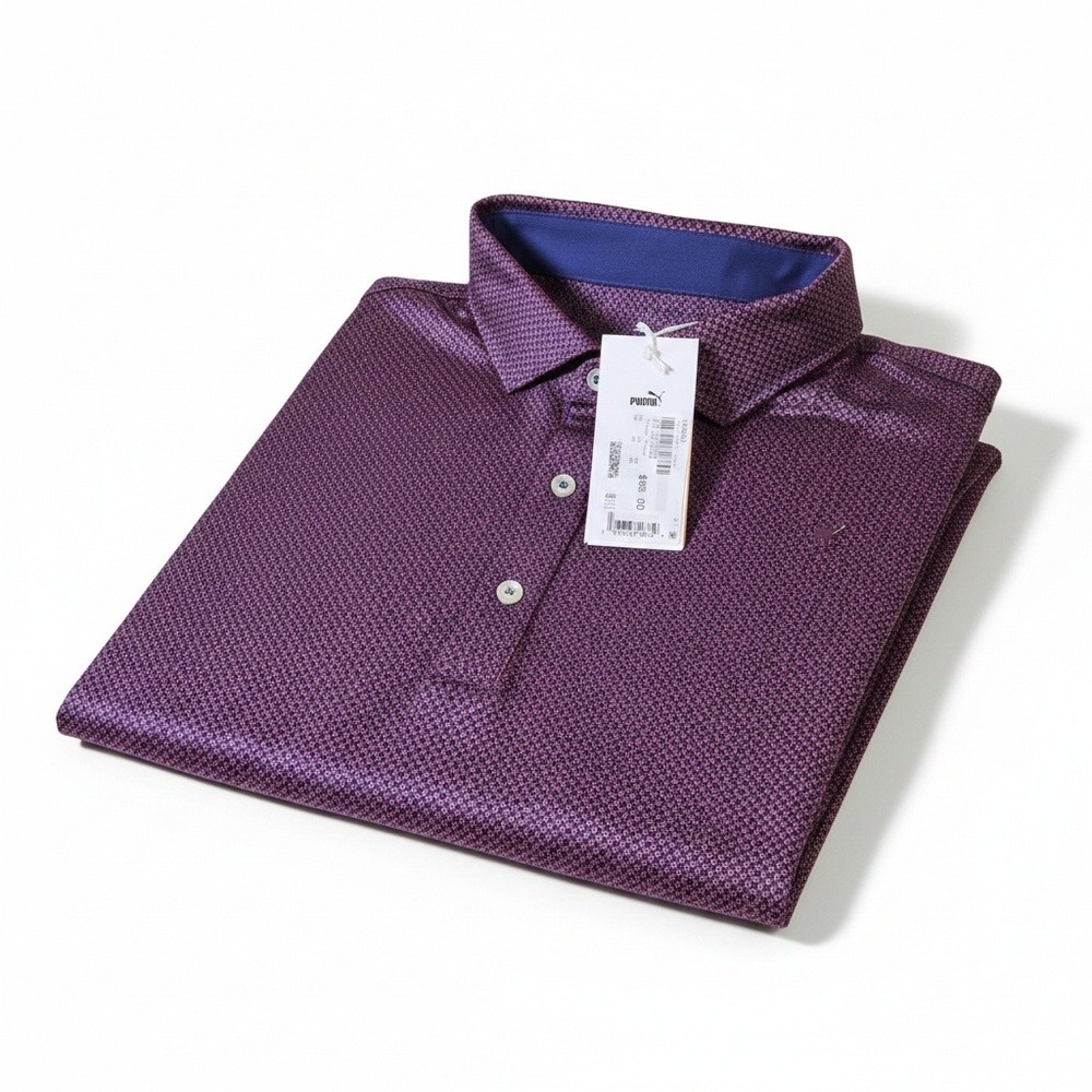 Puma Golf MATTR Water Polo Shirt Mens XL Purple Pink Geometric Floral NWT 120301
